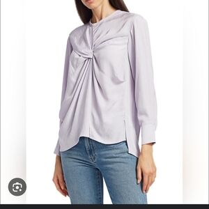 TRE By Natalie Ratabesi Lilac Silk Blouse with Front Twist